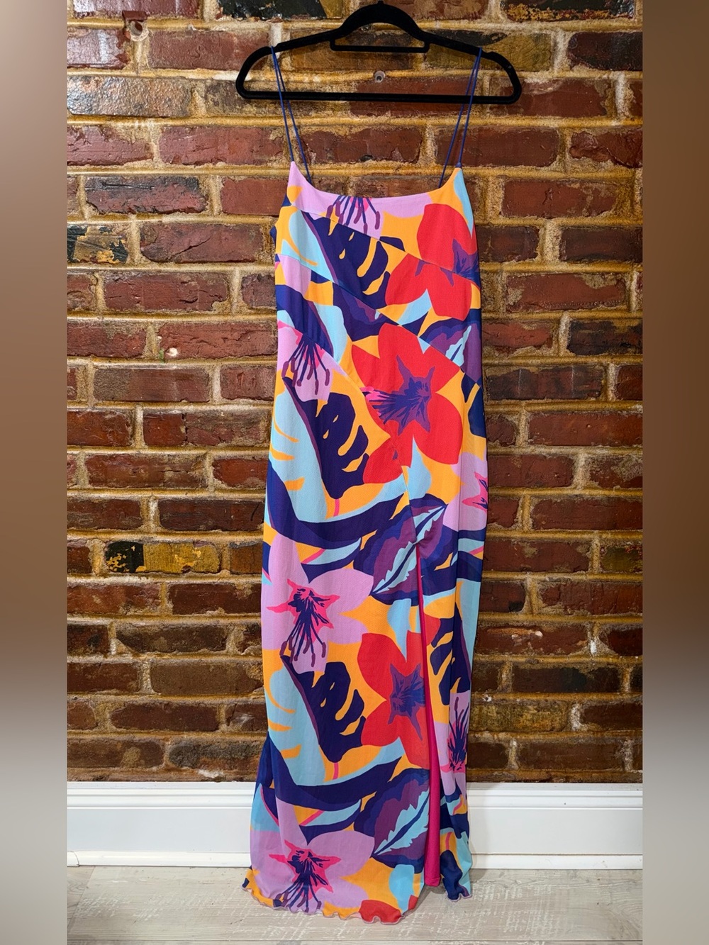 FOREVER 21 Tropical Floral Slip Maxi Dress in Bright Multicolor, Size XL